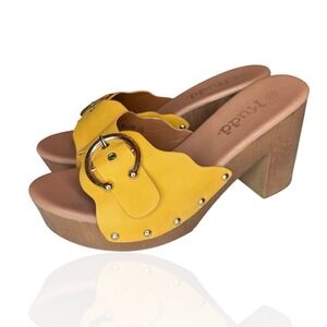 Mudd Vintage Y2K 90s Platform Wedge Sandal Women's 9 M Mustard Yellow Boho